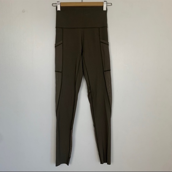 Aerie Offline Goals High Waisted Pocket Dark Green Full Length Leggings - Picture 6 of 15